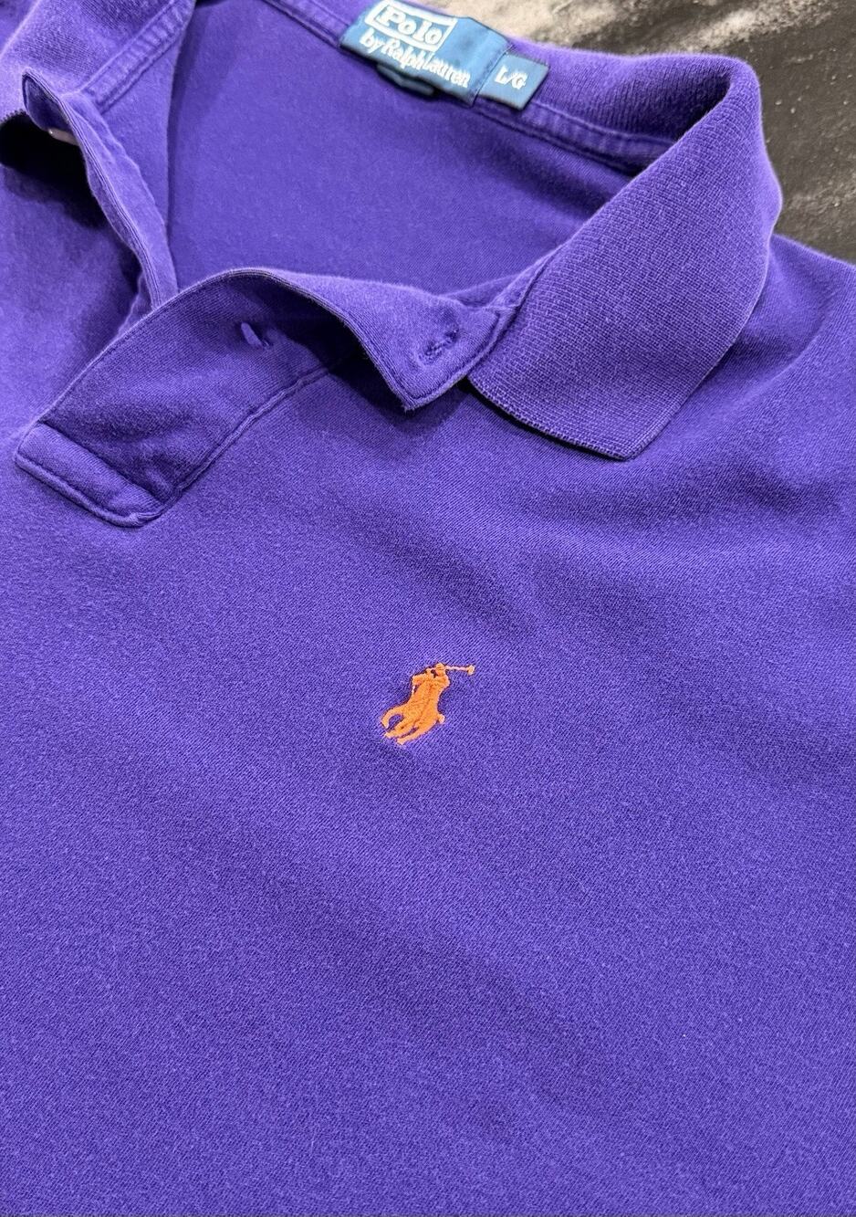 Polo Ralph Lauren Purple Orange Pony Mesh Polo Shirt Men’s Large Classic